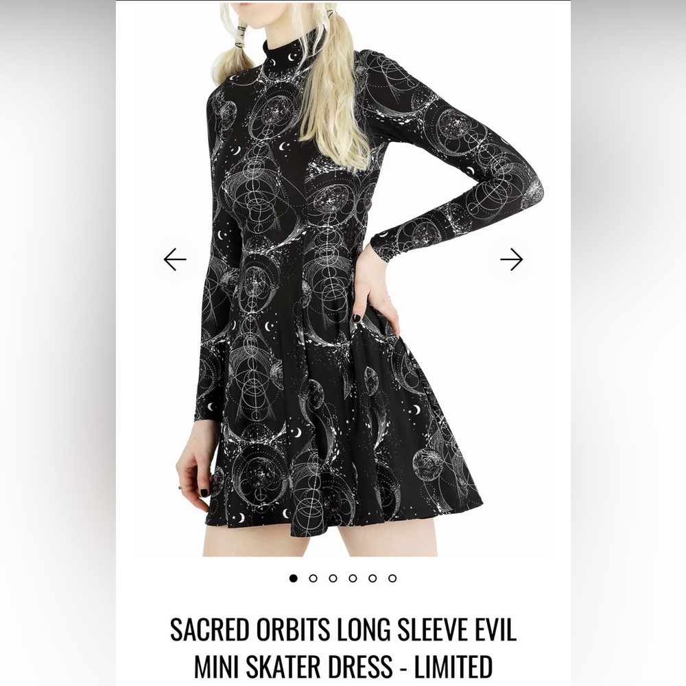 Blackmilk clothing sacred orbits long sleeve evil mini skater dress BM